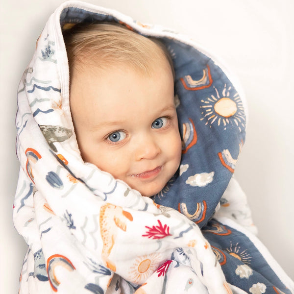 Narwhal & Hello Sunshine Classic Muslin Snuggle Blanket